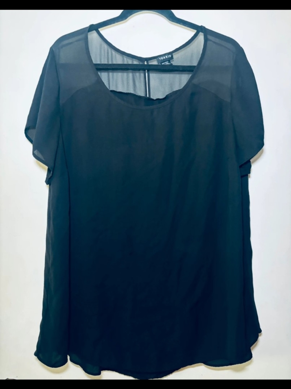 Torrid Black Sheer Short-Sleeve Scoop Neck Blouse